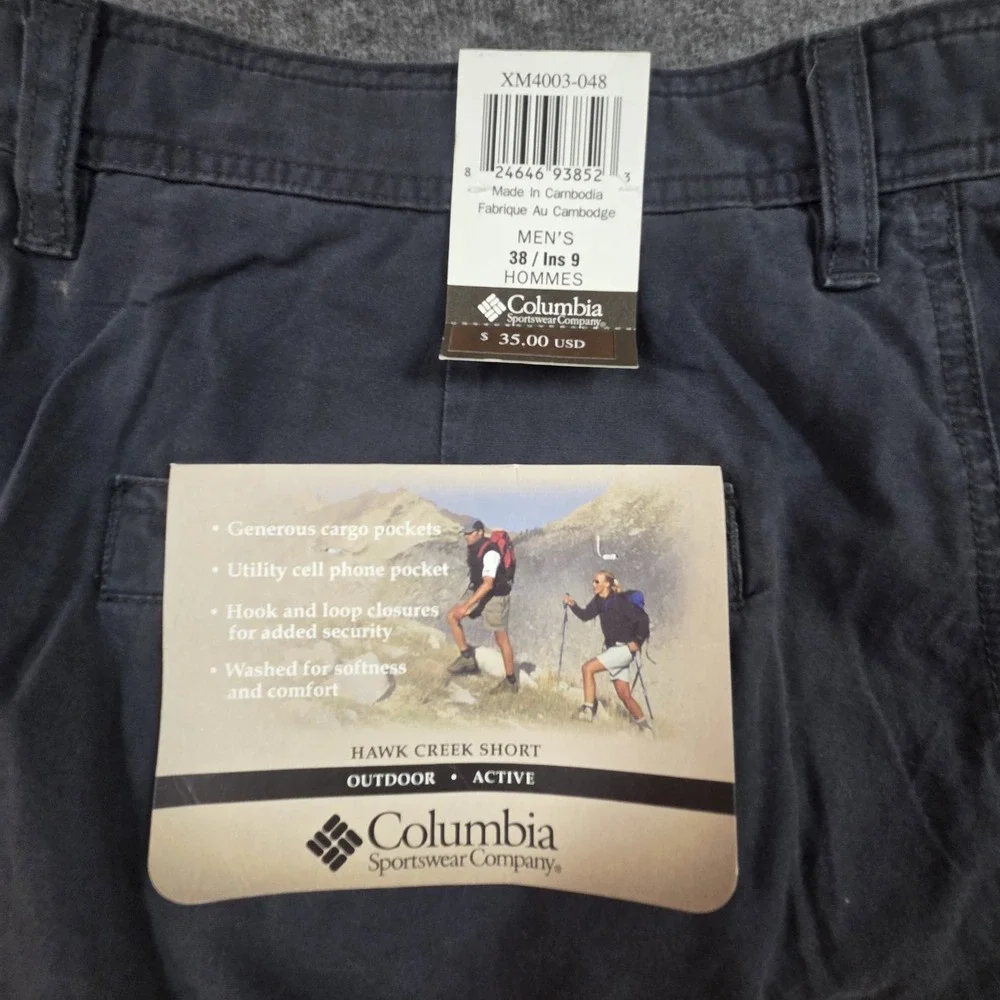 New Columbia Cargo Shorts Men 38 Blue Hawk Creek XM4003 Hiking Walking Trail